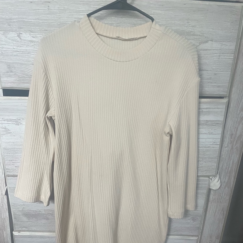 Reformation jeans cream sweater dress